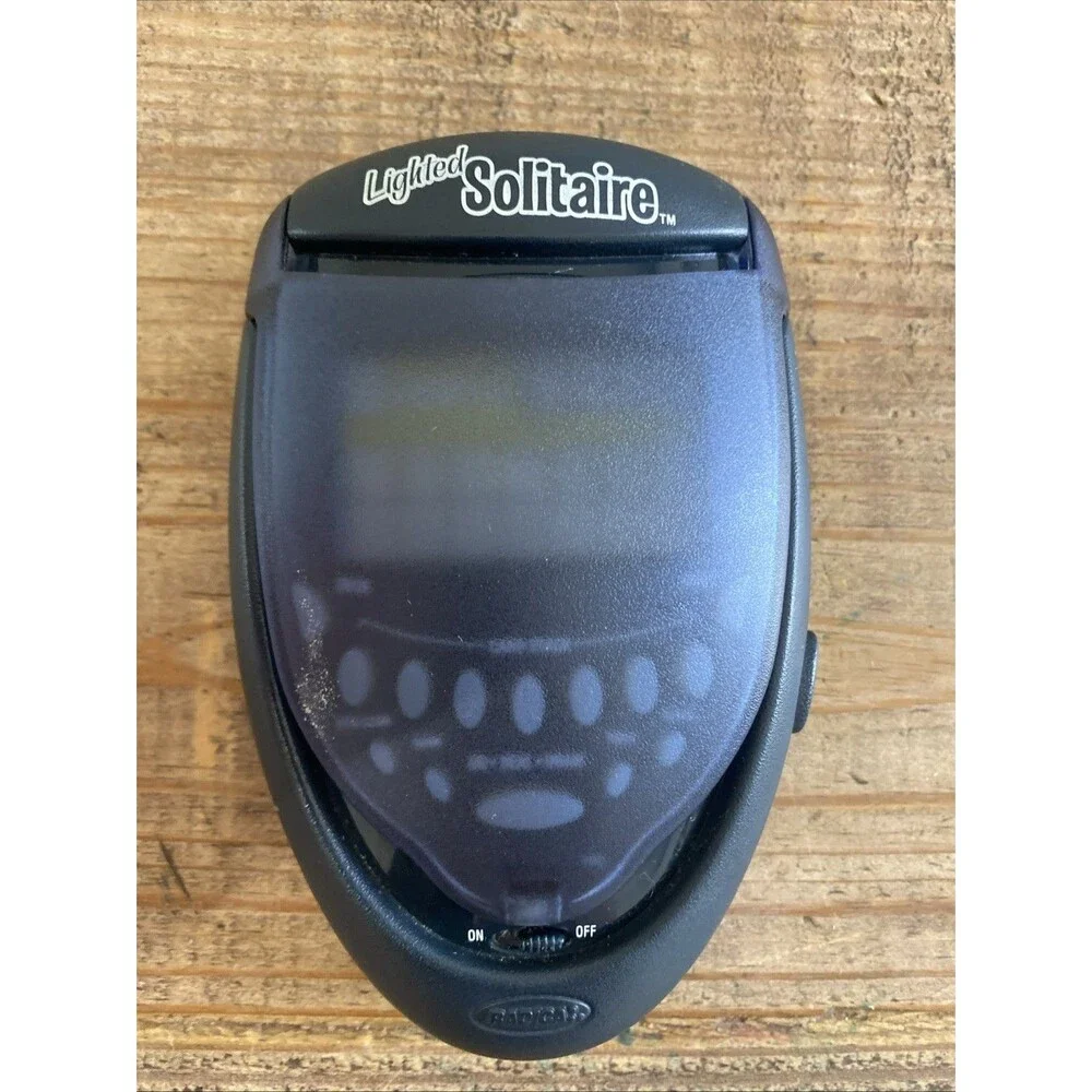 Radica 2003 Flip Top Lighted Solitaire Blue Handheld Electronic Game - Works